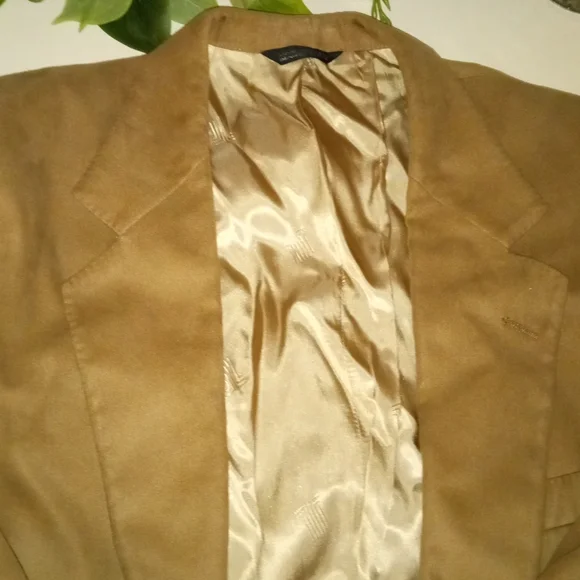 Lanvin Men's Feather Seude Caramel Leather Blazer - Picture 5 of 6